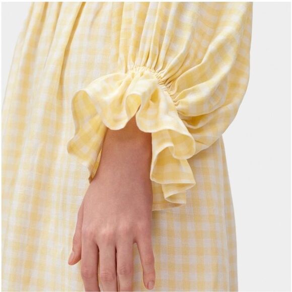 The sleeper atlanta linen dress in lemon vichy M - Picture 4 of 11